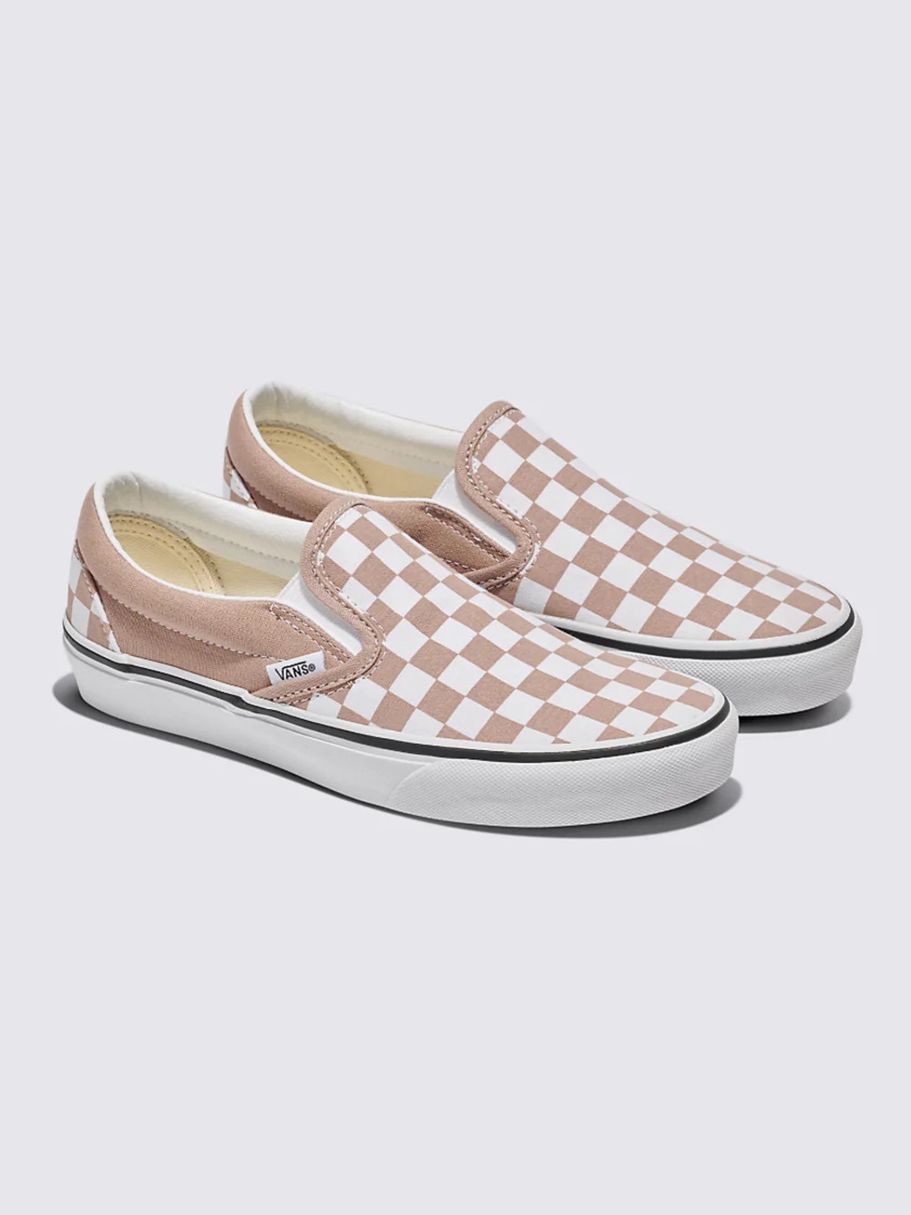 Vans Classic Slip-On Checkerboard Sneakers in Warm Taupe VN000D6YE2V